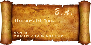 Blumenfeld Anna névjegykártya